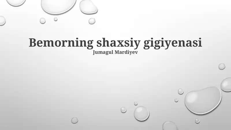 Bemorning shaxsiy gigiyenasi 1