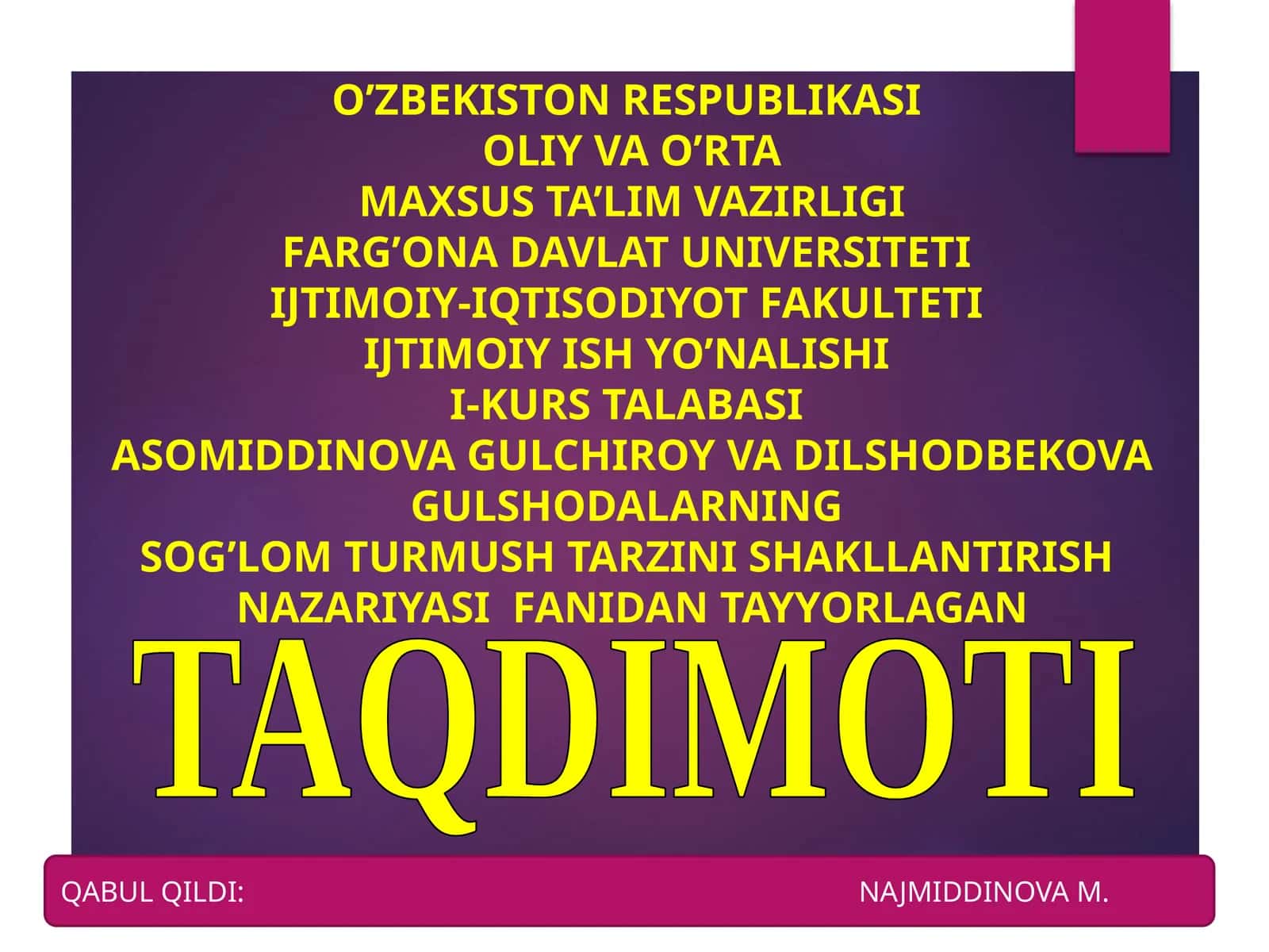 Sog’lom turmush tarzini shakllantirish nazariyasi 1