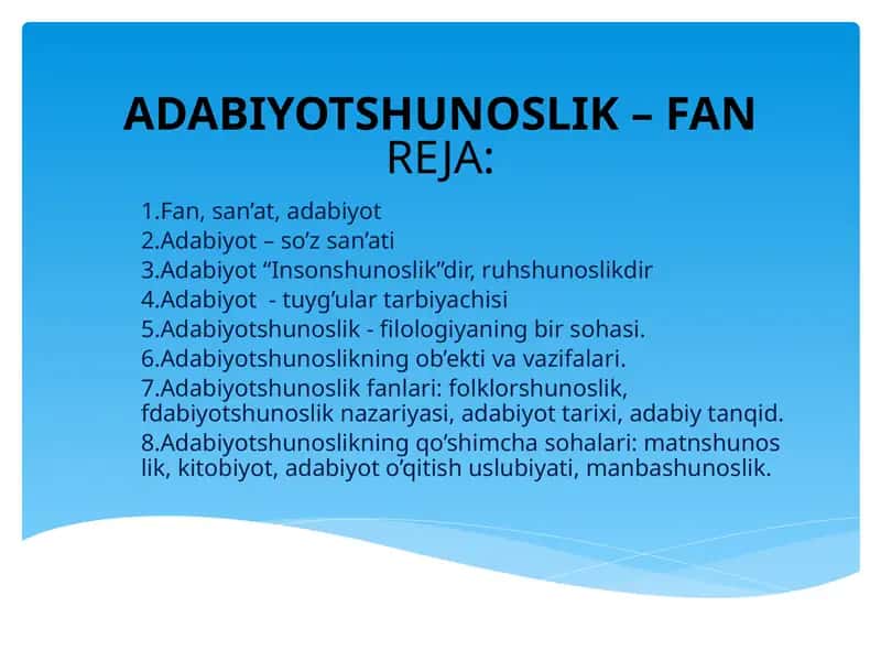 ADABIYOTSHUNOSLIK –FAN 1