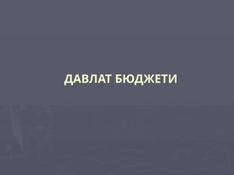ДАВЛАТ БЮДЖЕТИ 1