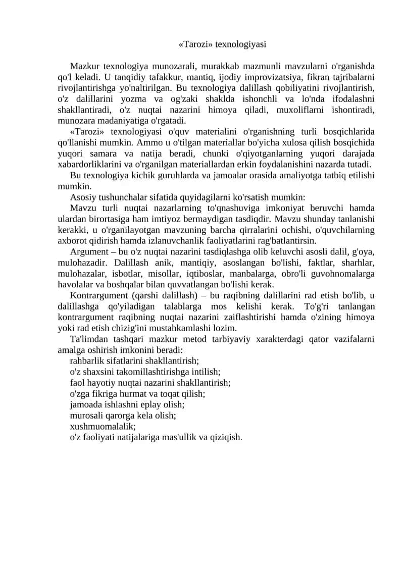 «Tarozi» texnologiyasi 1