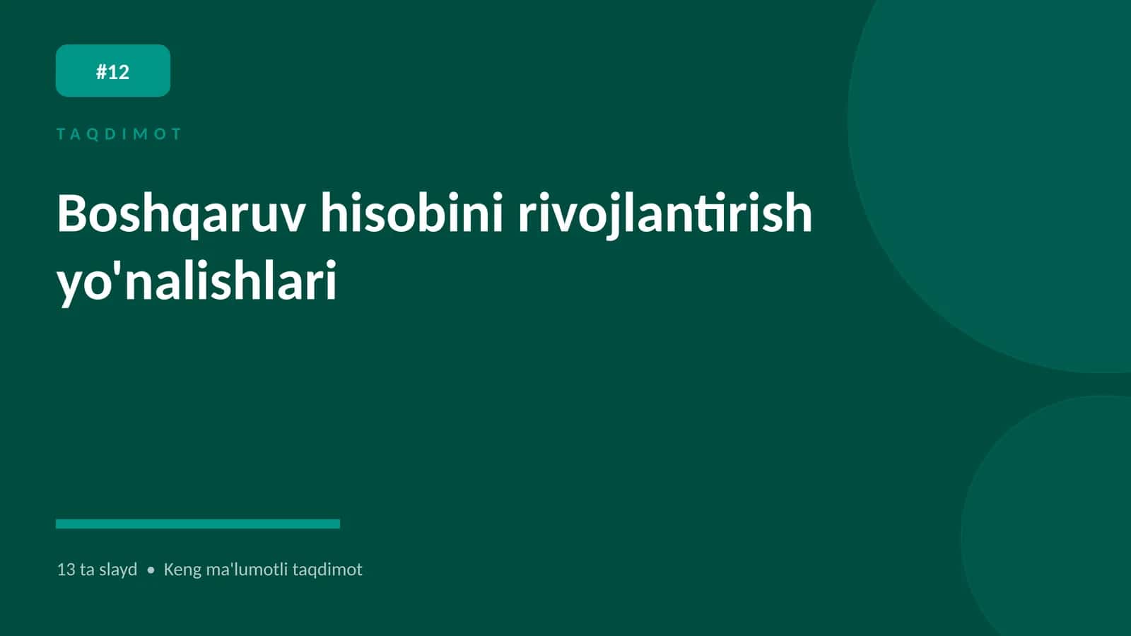 Boshqaruv hisobini rivojlantirish yo'nalishlari 1