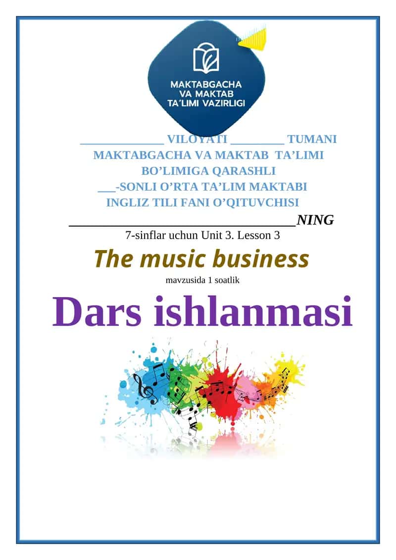 Ingliz tili 7-sinf ochiq dars ishlanma 2 1