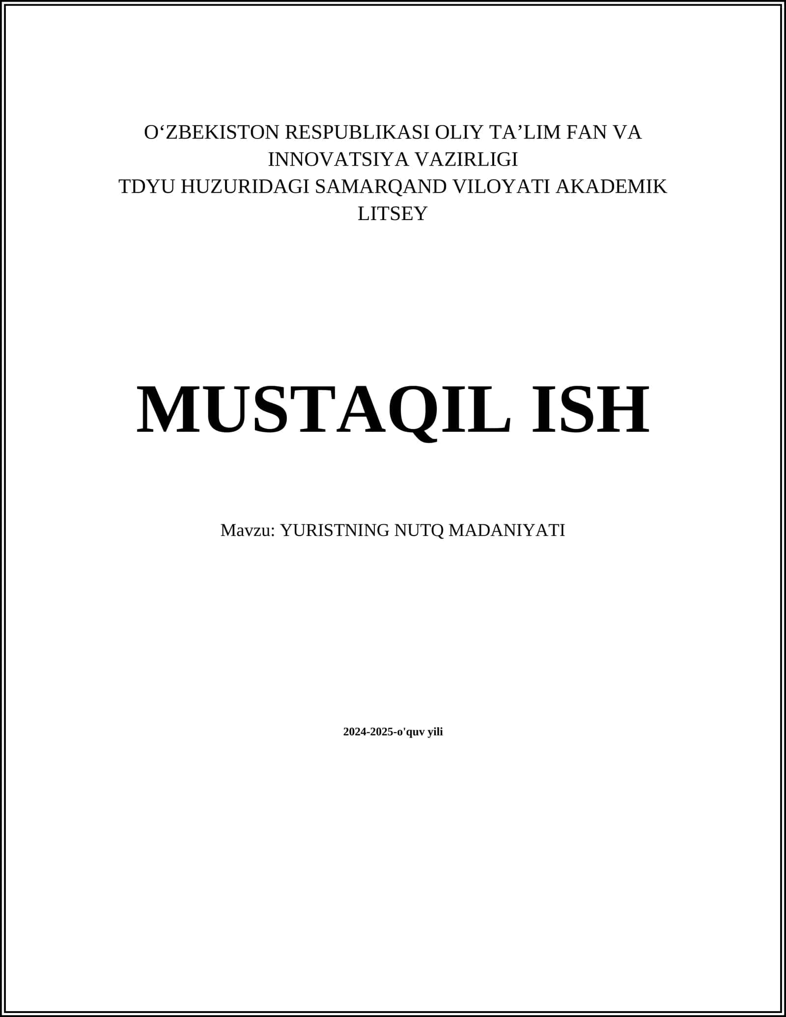 YURISTNING NUTQ MADANIYATI 1