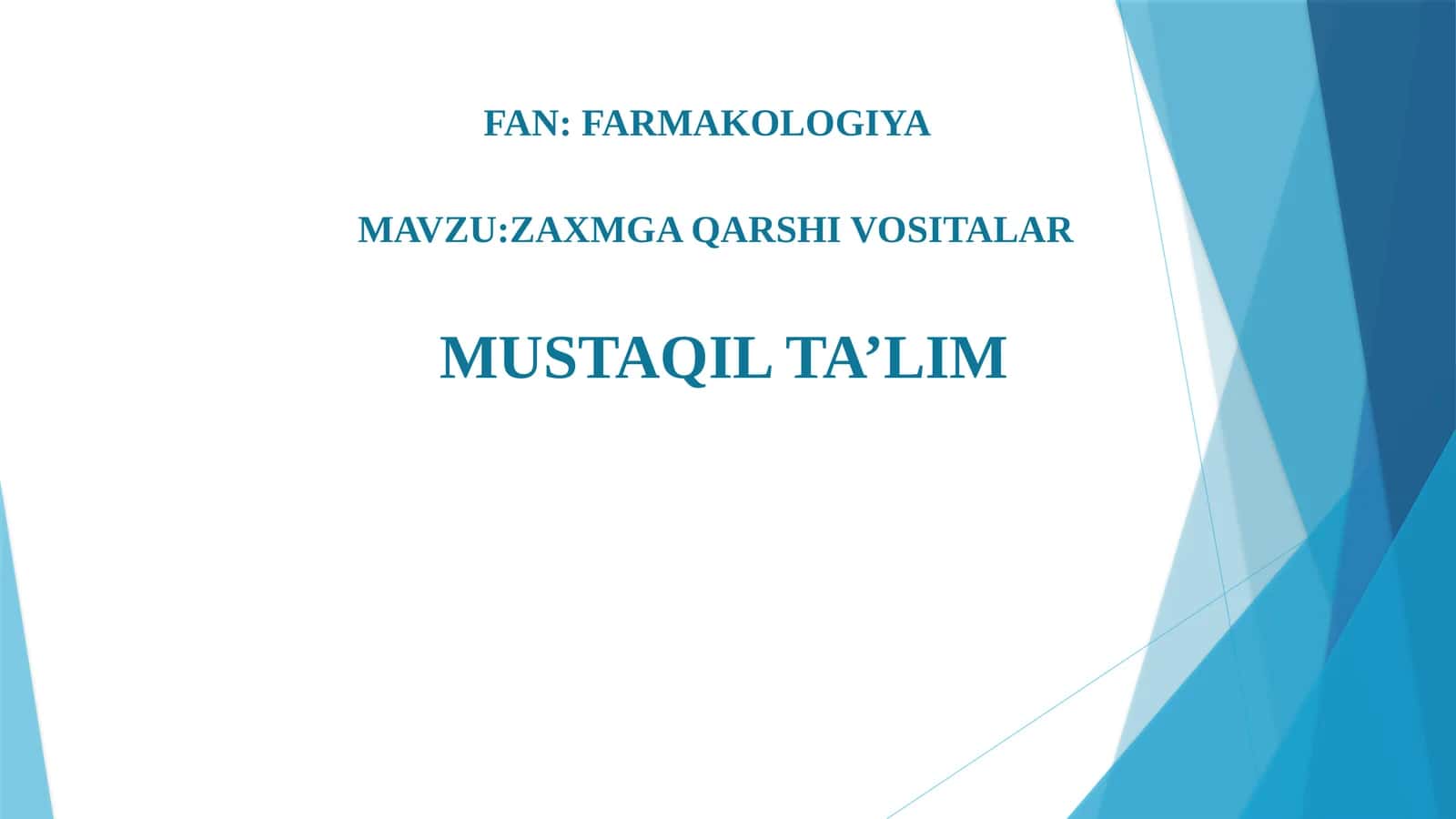 ZAXMGA QARSHI VOSITALAR 1
