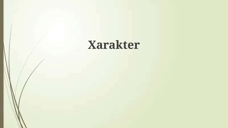 Xarakter 1