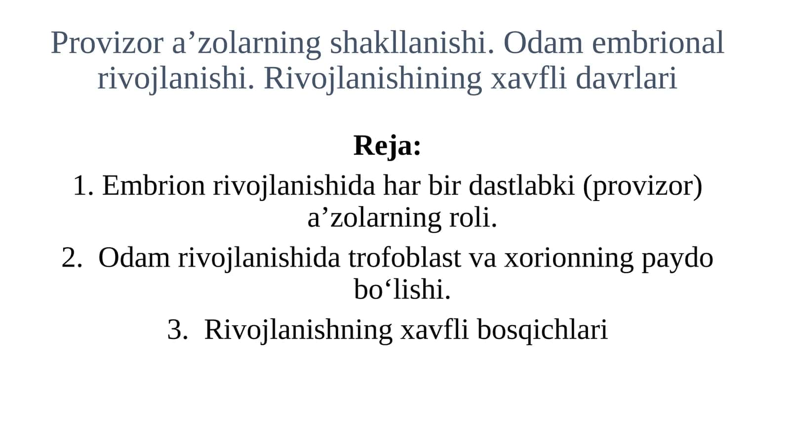 Provizora' zolarning shakllanishi 1