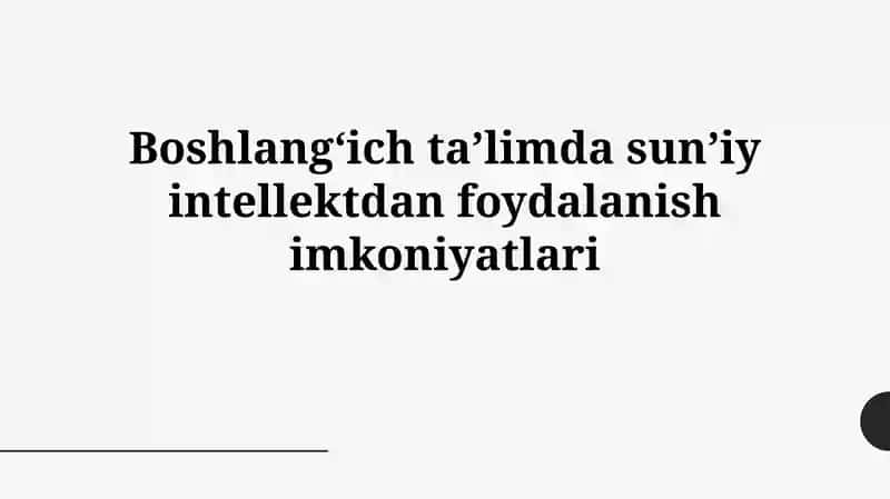 Sun'iy Intellektning Ta'limdagi O'rni