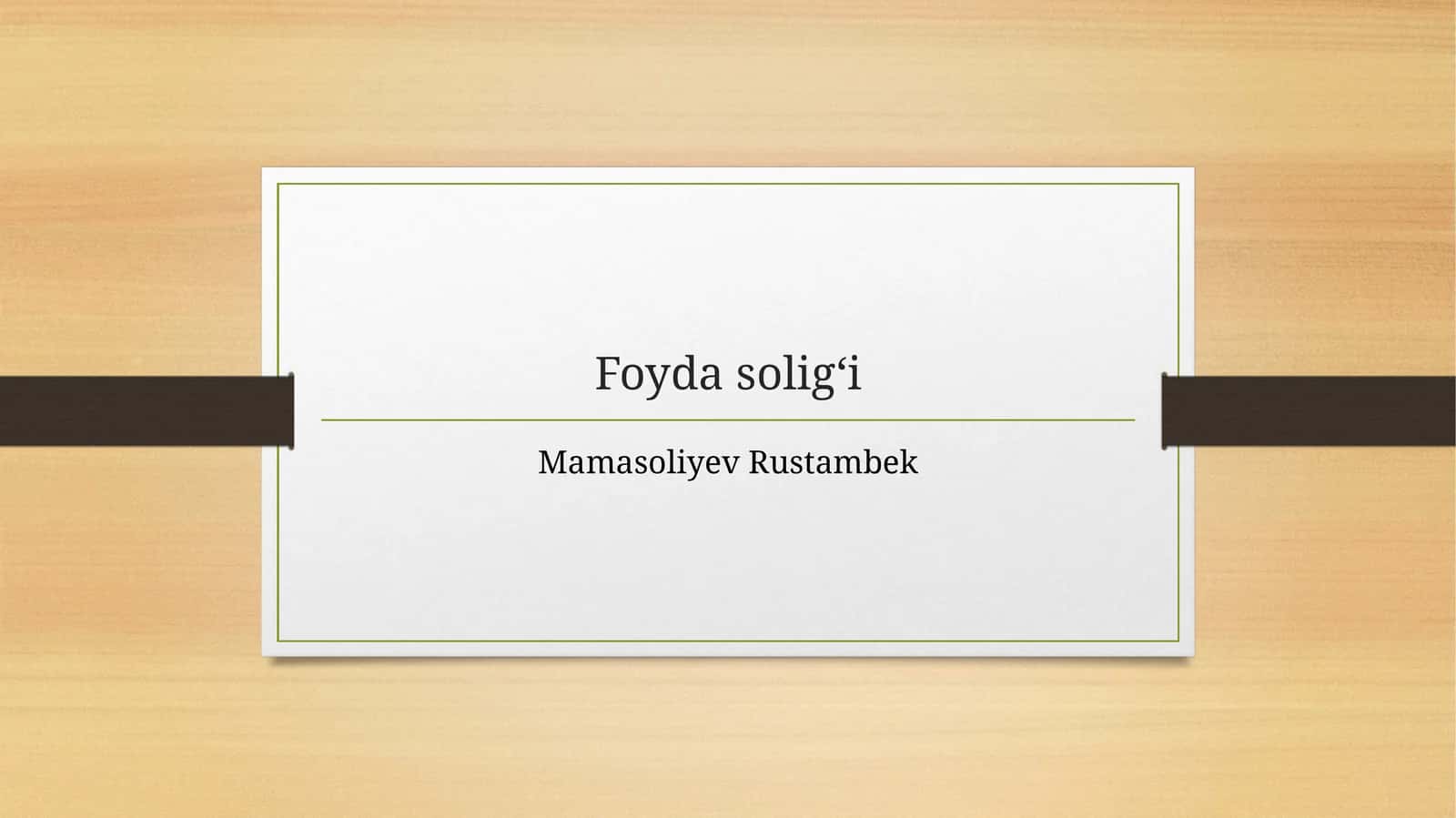 Foyda soligʻi 1
