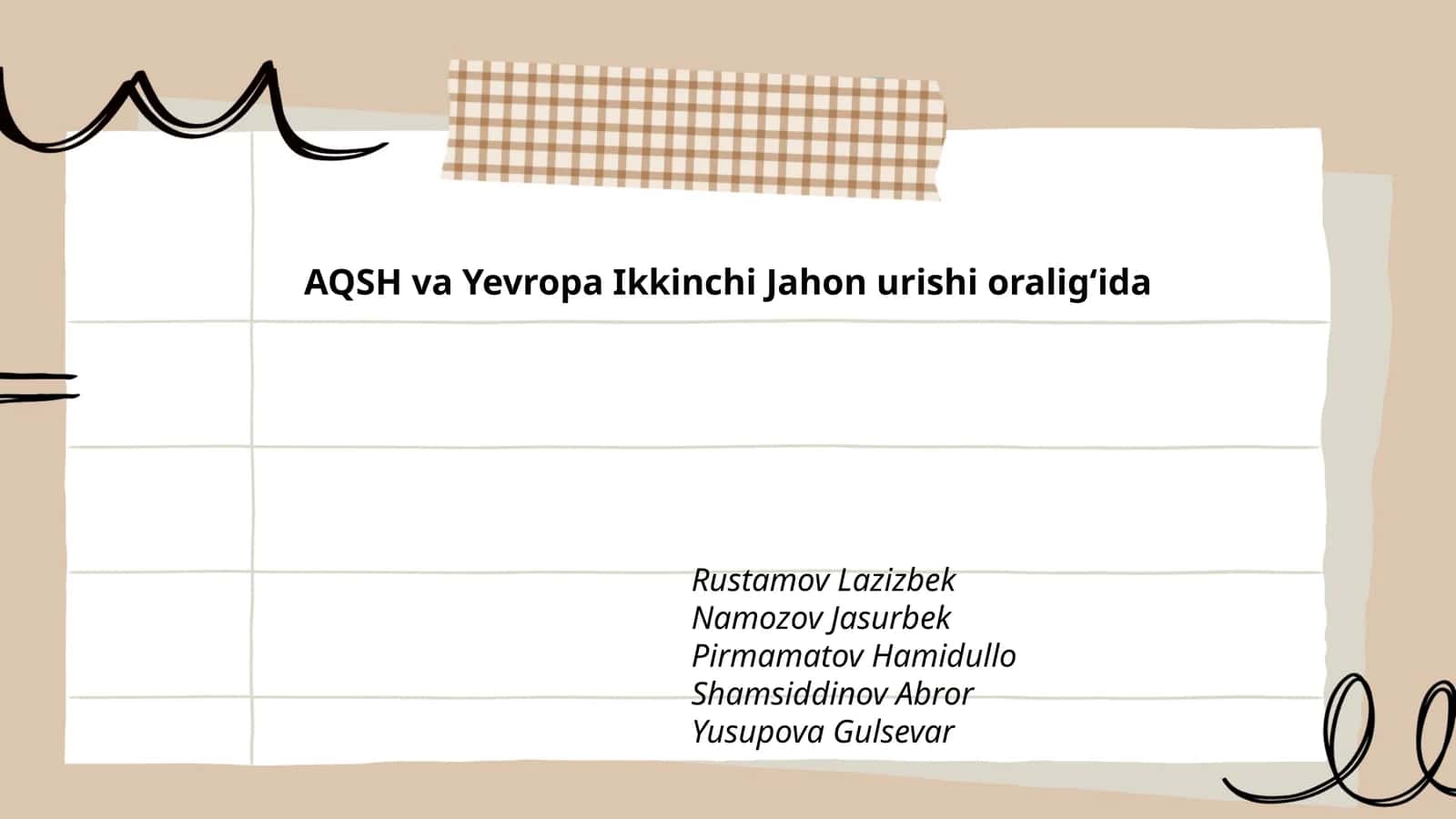 AQSH va Yevropa Ikkinchi Jahon urishi oraligʻida 1