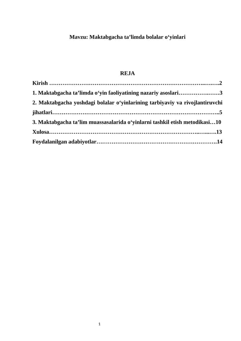 Maktabgacha ta’limda bolalar o‘yinlari 1