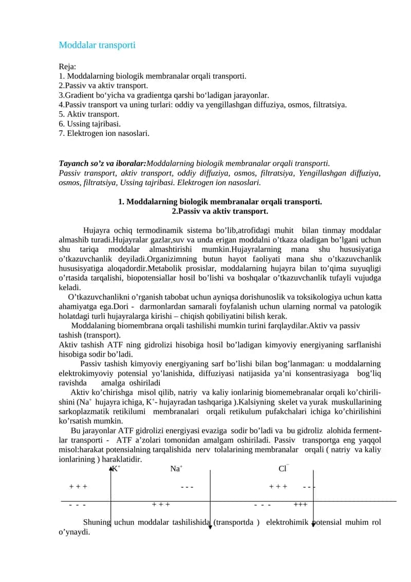 Hujayra transporti 1