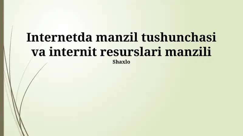 Internetda manzil tushunchasi va internit resurslari manzili 1