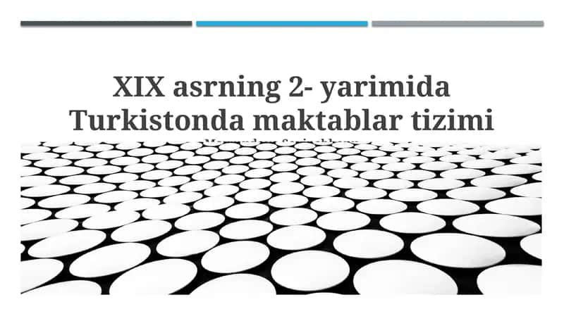 XIX asrning 2- yarimida Turkistonda maktablar tizimi 1