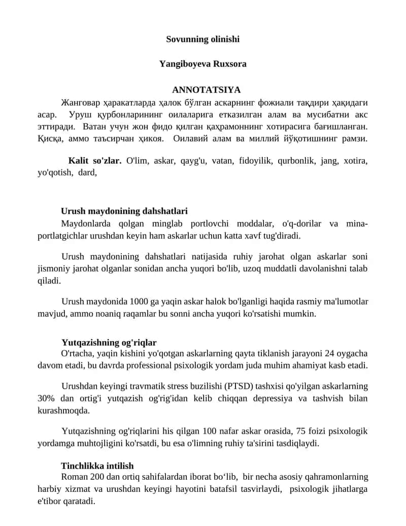 Sovunning olinishi 1