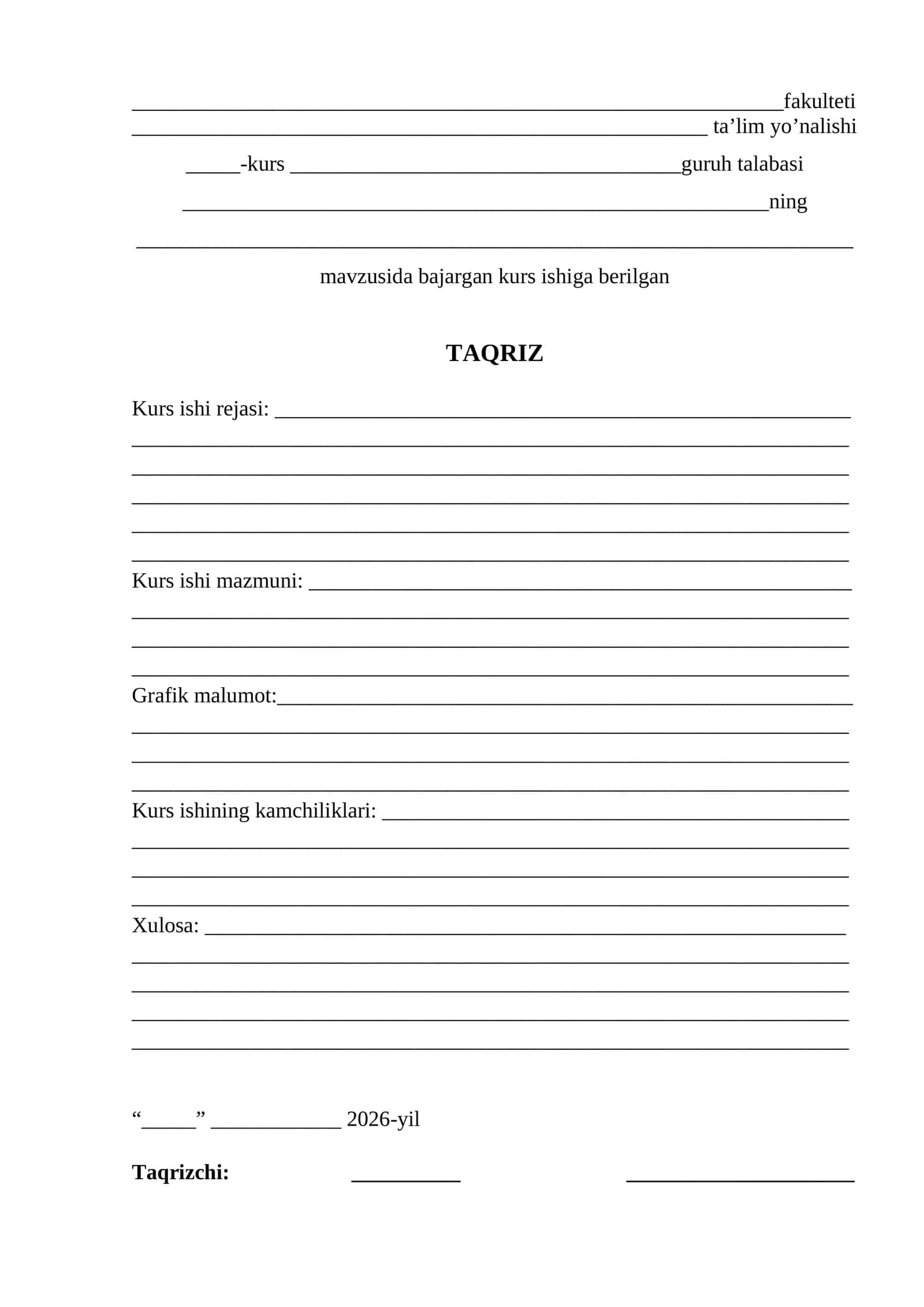 Kurs ishi mazmuni 1