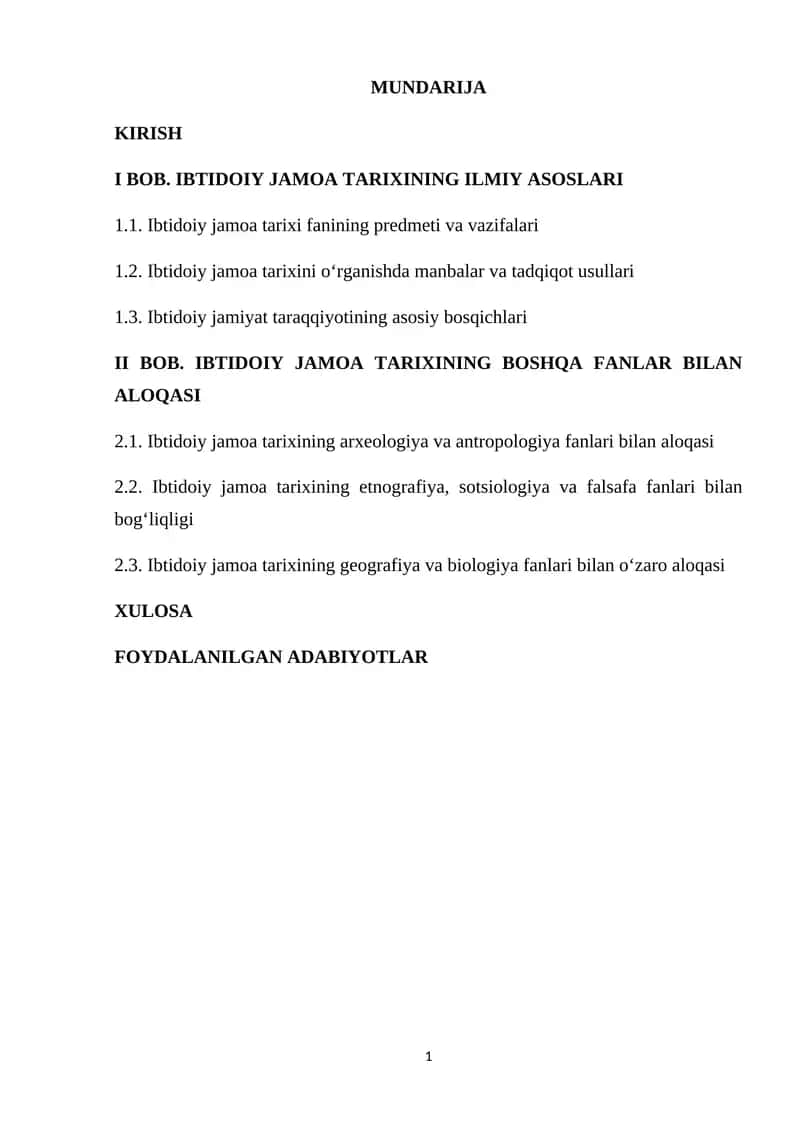 Ibtidoiy Jamoa Tarixi 1
