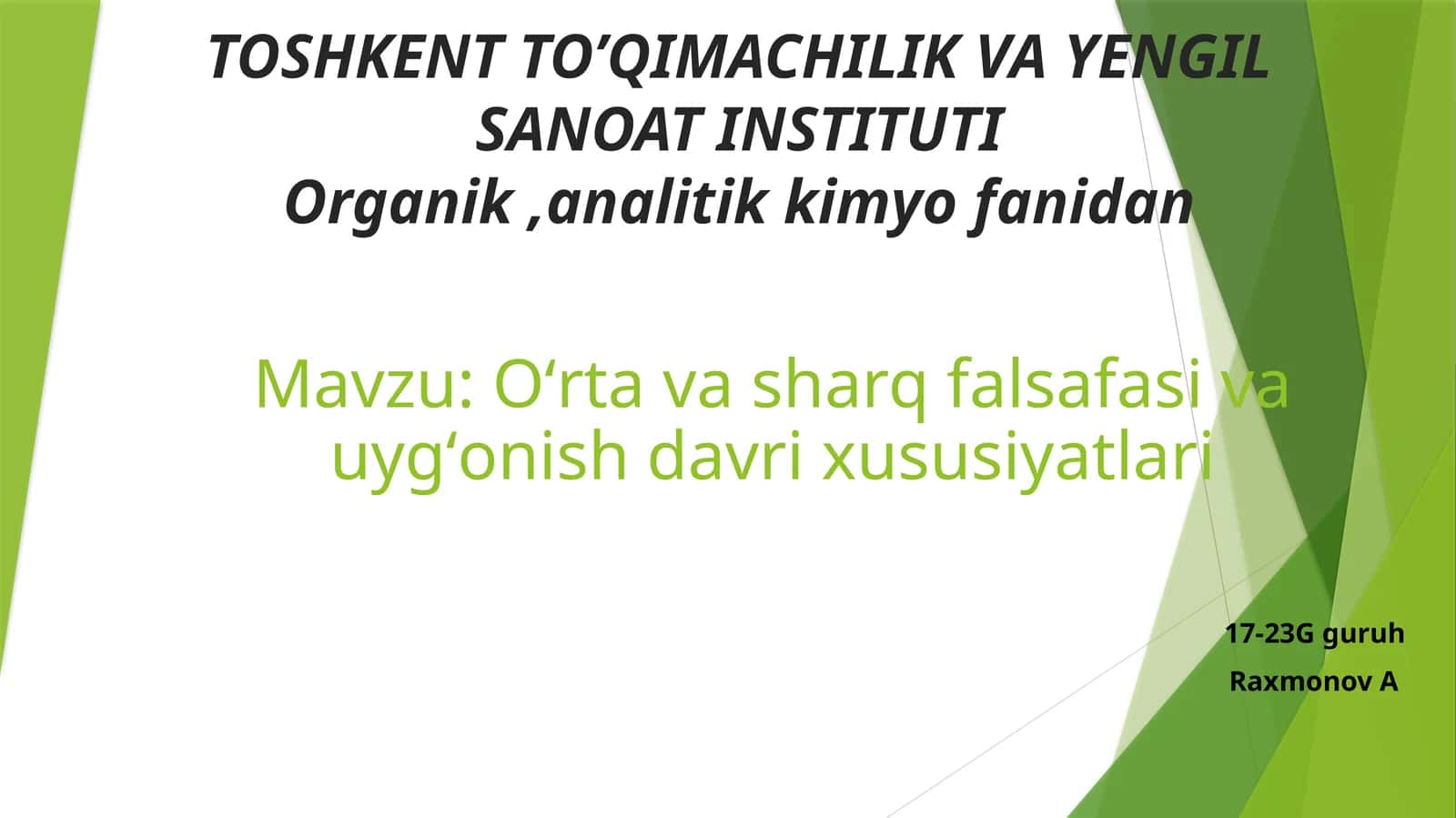 Oʻrta va sharq falsafasi va uygʻonish davri xususiyatlari 1