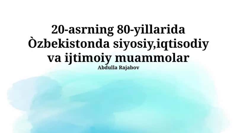Sanoatning sust rivojlanishi 1