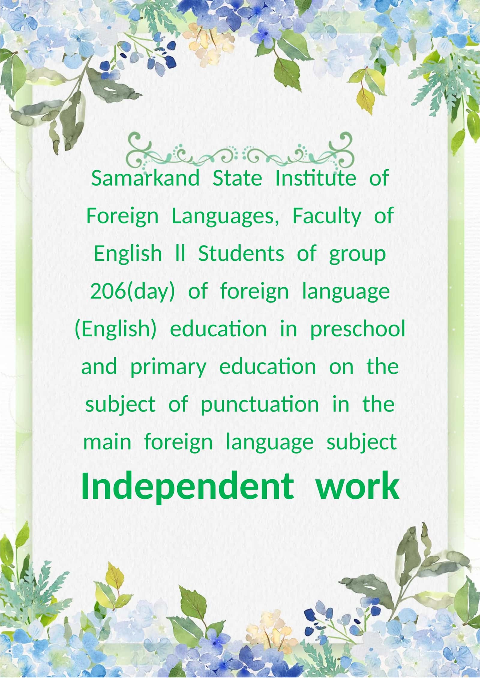 Independent work 1