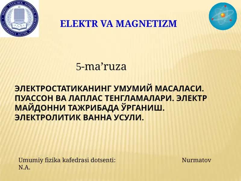 ELEKTR VA MAGNETIZM 1