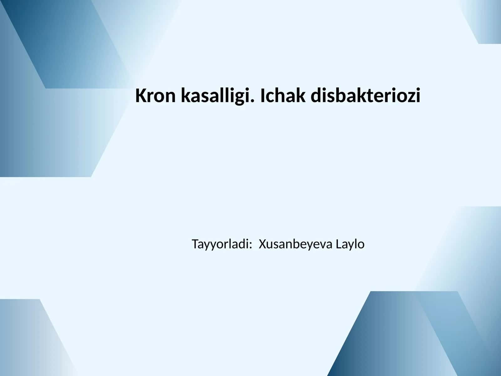 Kron kasalligi. Ichak disbakteriozi 1