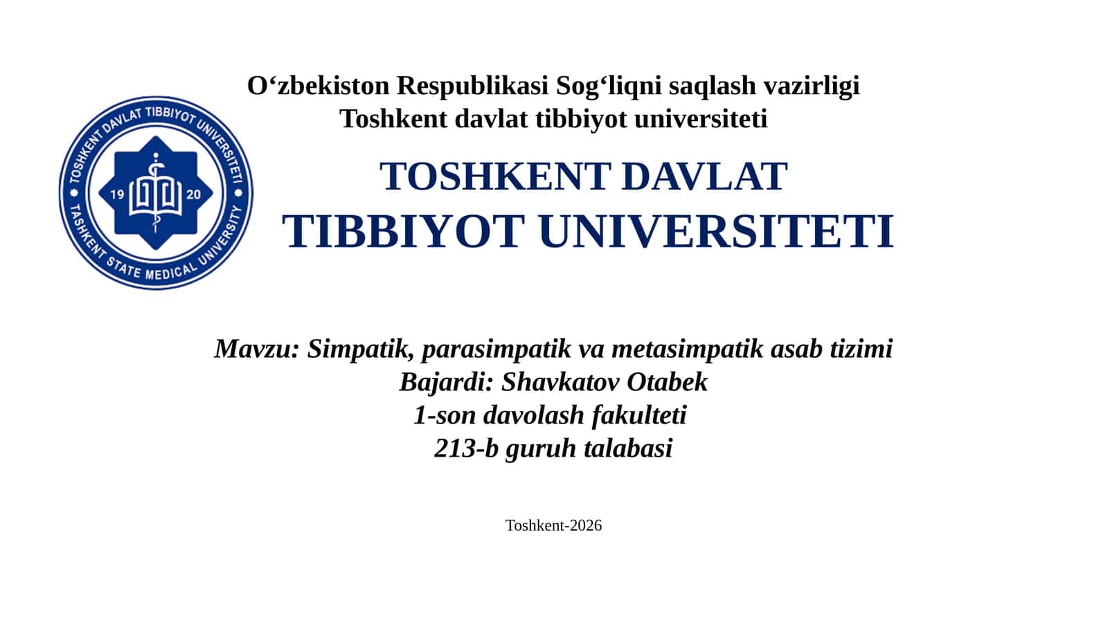 Simpatik, parasimpatik va metasimpatik sabt tizimi 1