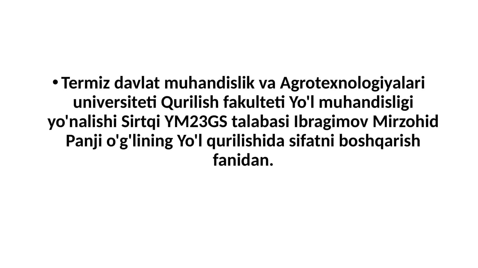 Yo‘l to‘shamasi va transport vositalari yuklamasi 1