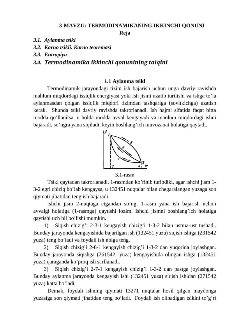 TERMODINAMIKANING IKKINCHI QONUNI 1