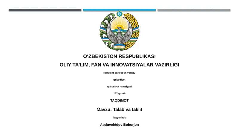 Talab va taklif 1