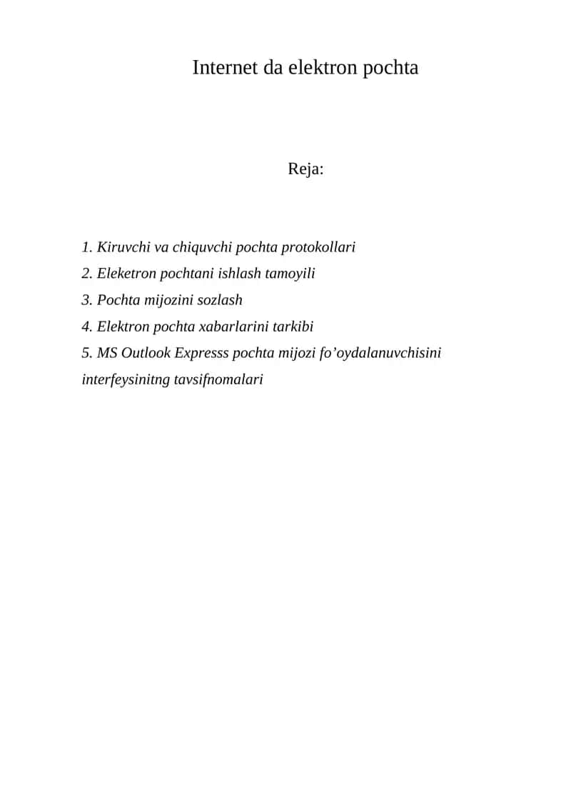 Internet da elektron pochta 1