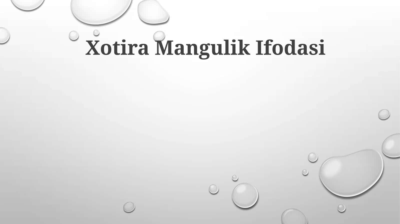 Xotira Mangulik Ifodasi 1