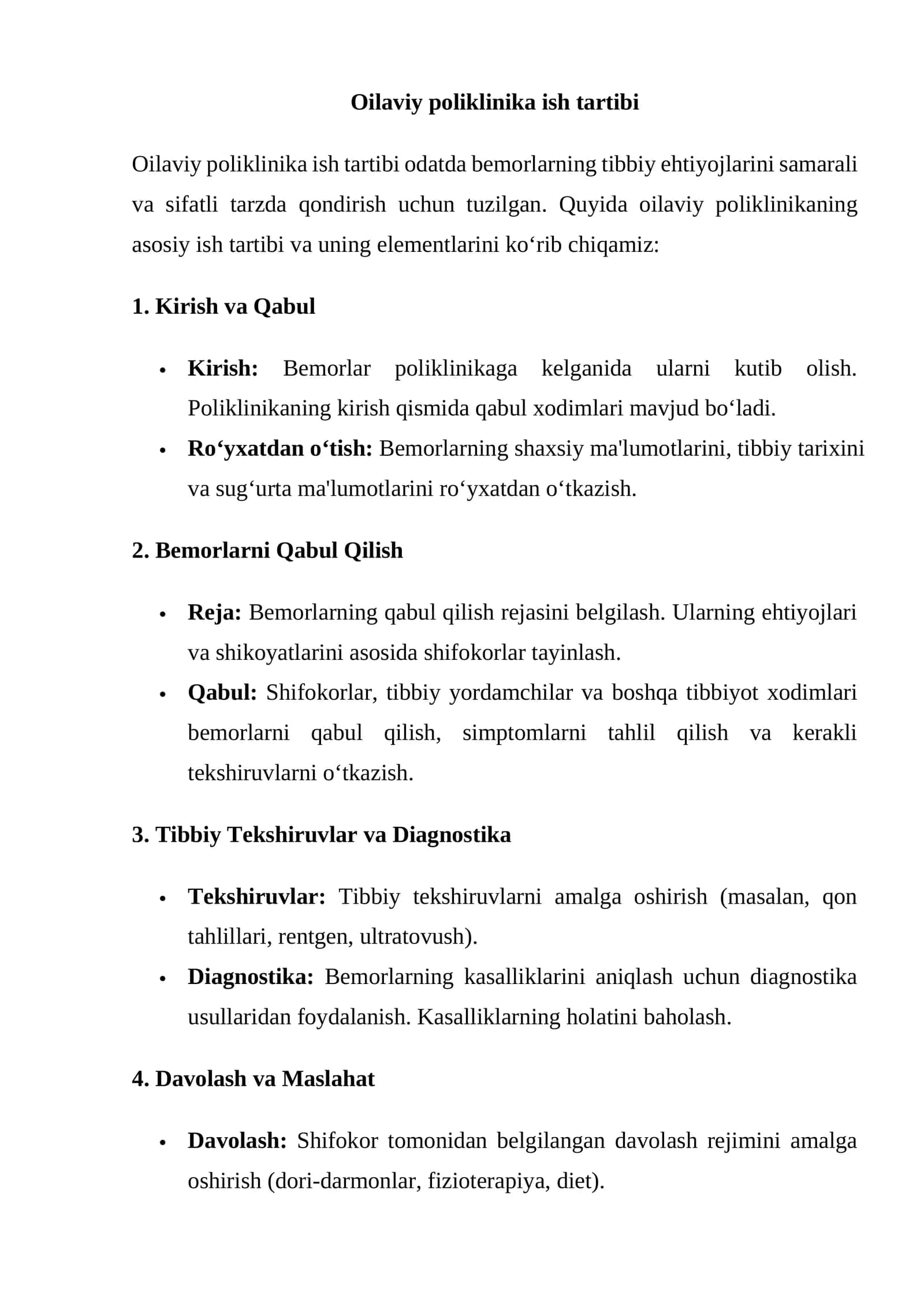 Oilaviy poliklinika ish tartibi 1