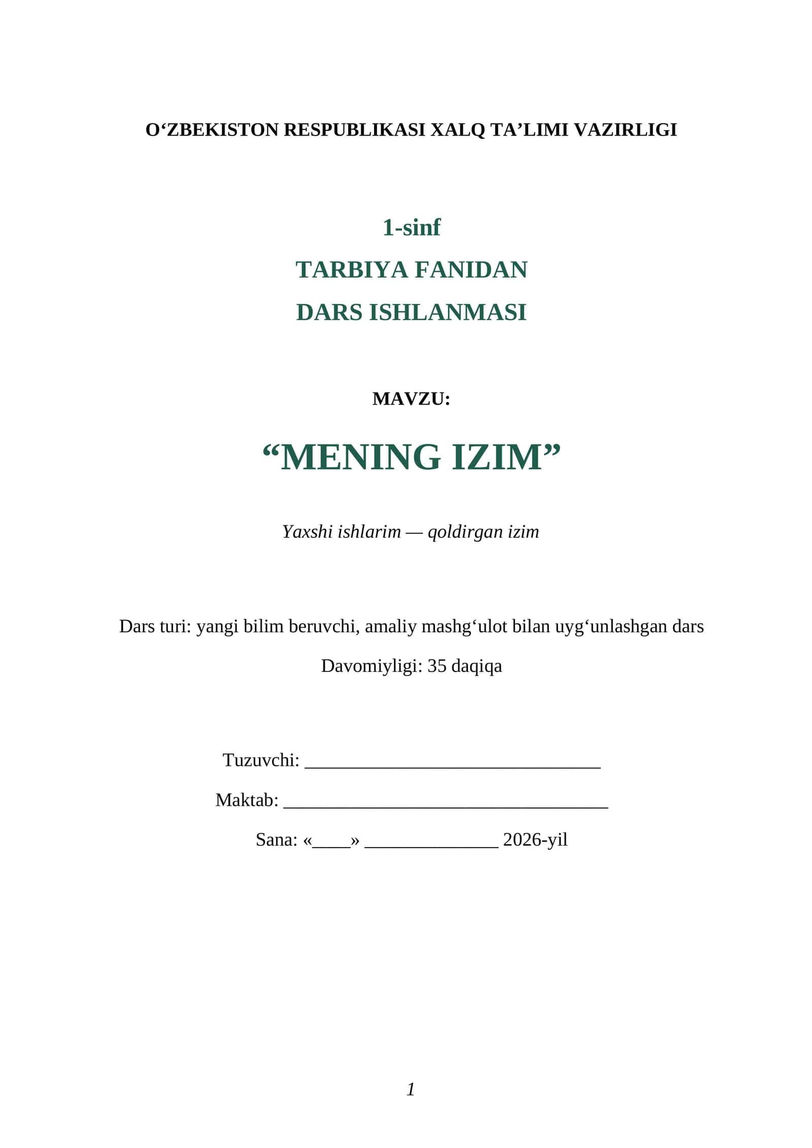 "MENING IZIM" 1