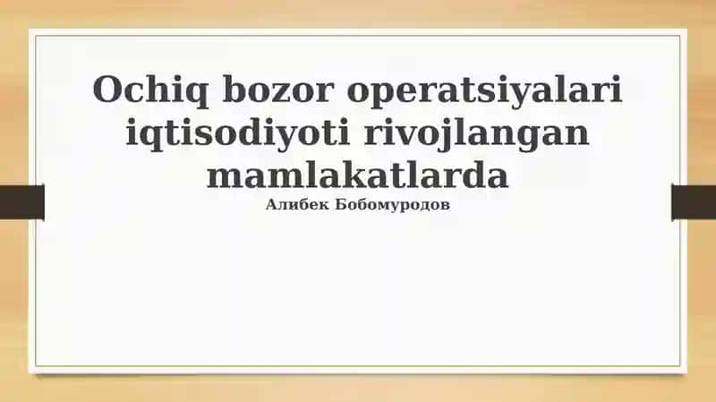 Ochiq bozor operatsiyalari