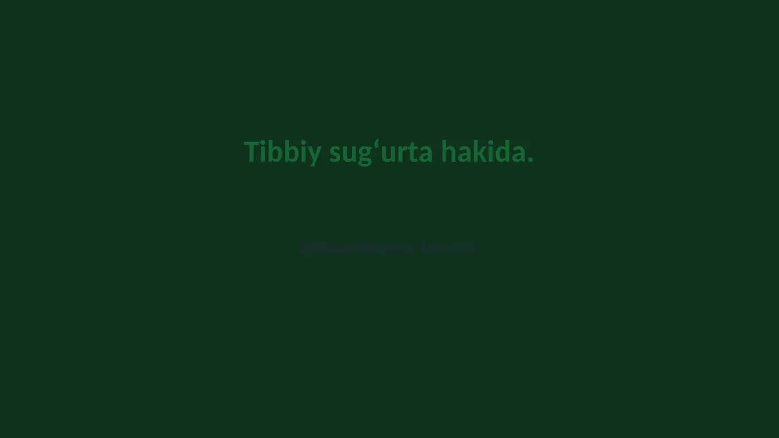 Tibbiy sugʻurta hakida 1