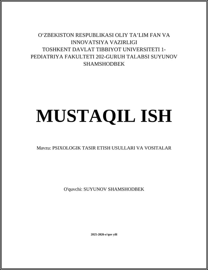 PSIXOLOGIK TASIR ETISH USULLARI VA VOSITALAR 1