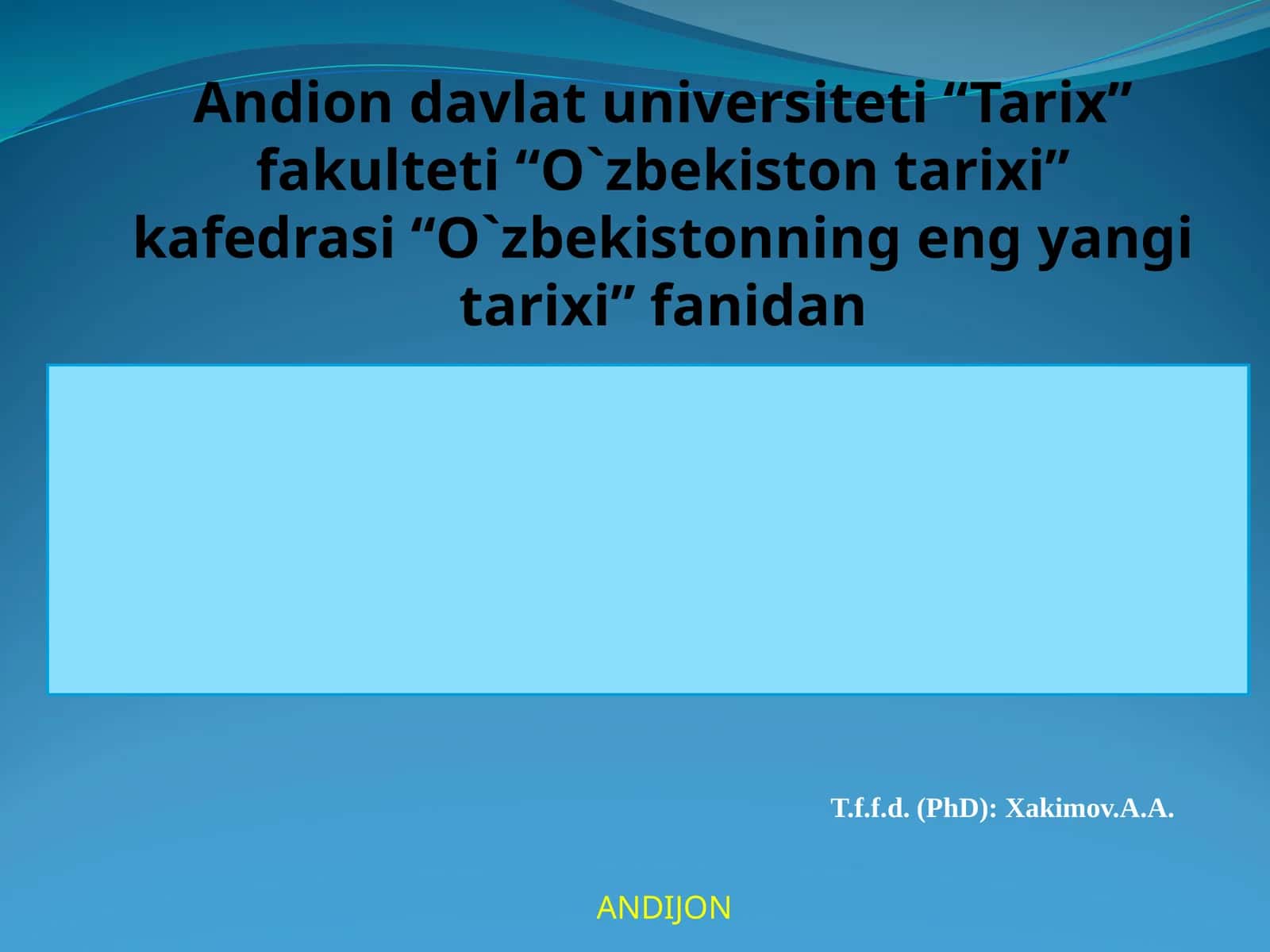 11-mavzu. O‘zbekiston va jahon hamjamiyati 1
