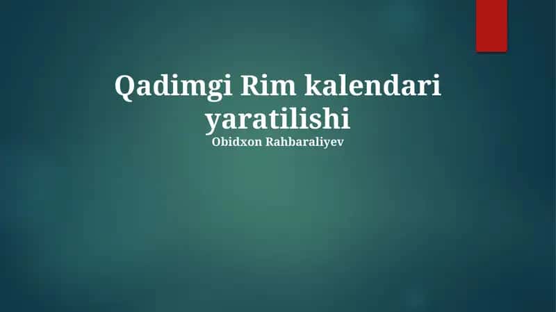 Qadimgi Rim kalendari yaratilishi 1