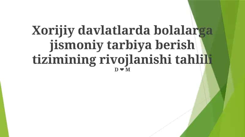Jismoniy Tarbiya Haqida Jahonqarash 1