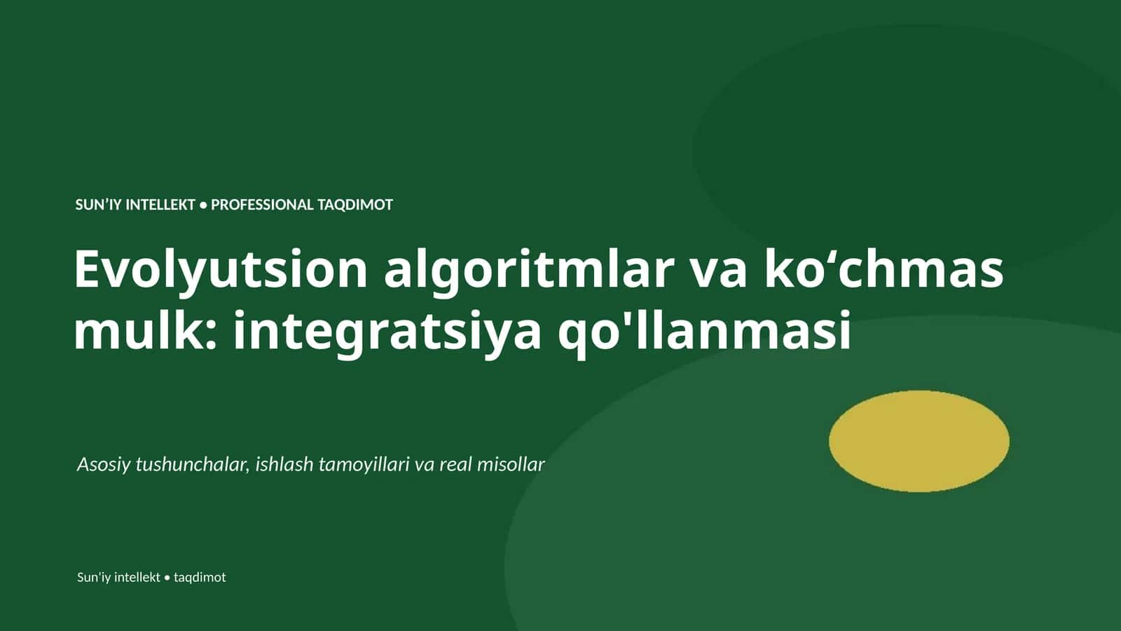 Evolyutsion algoritmlar va koʻchmas mulk: integratsiya qo'llanmasi 1