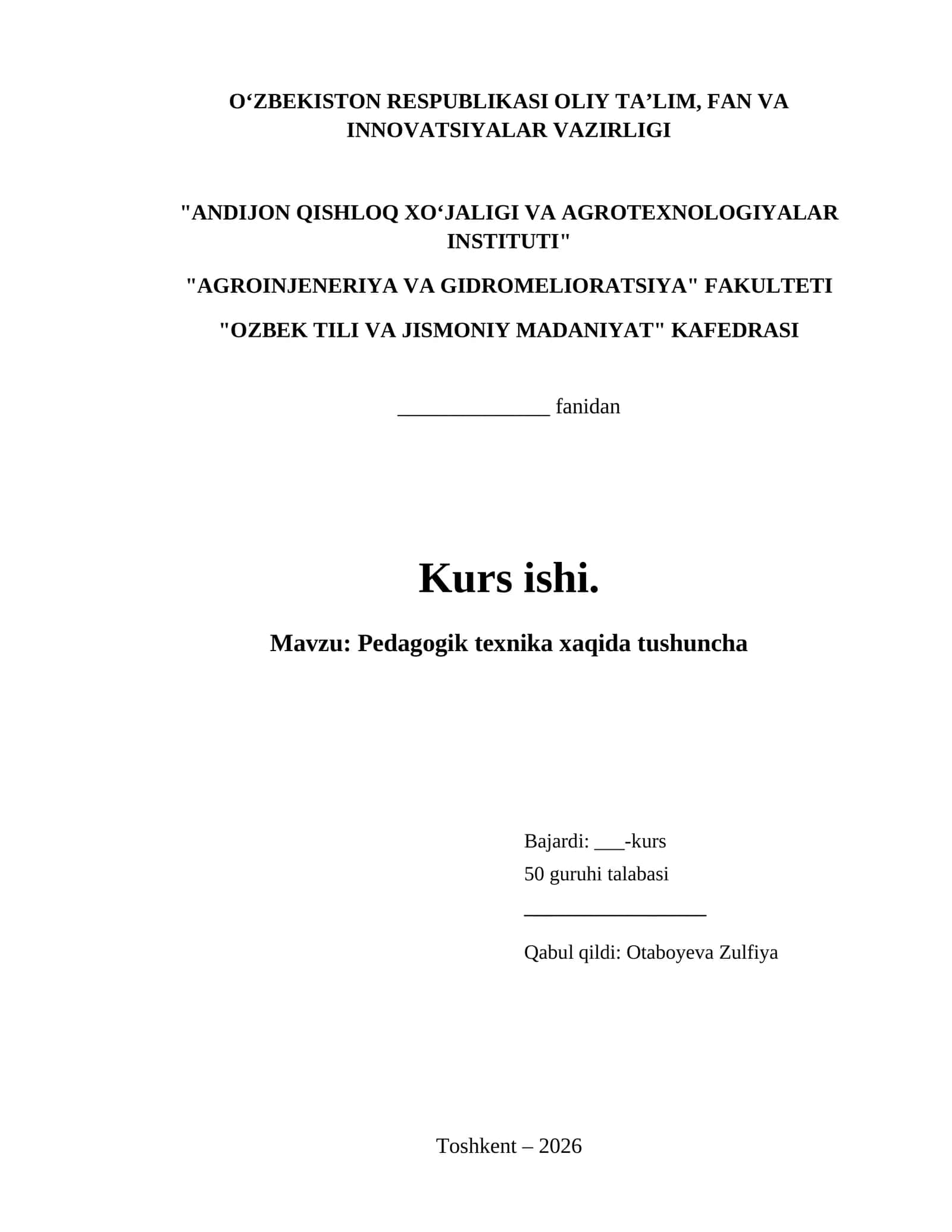 Pedagogik texnika xaqida tushuncha 1