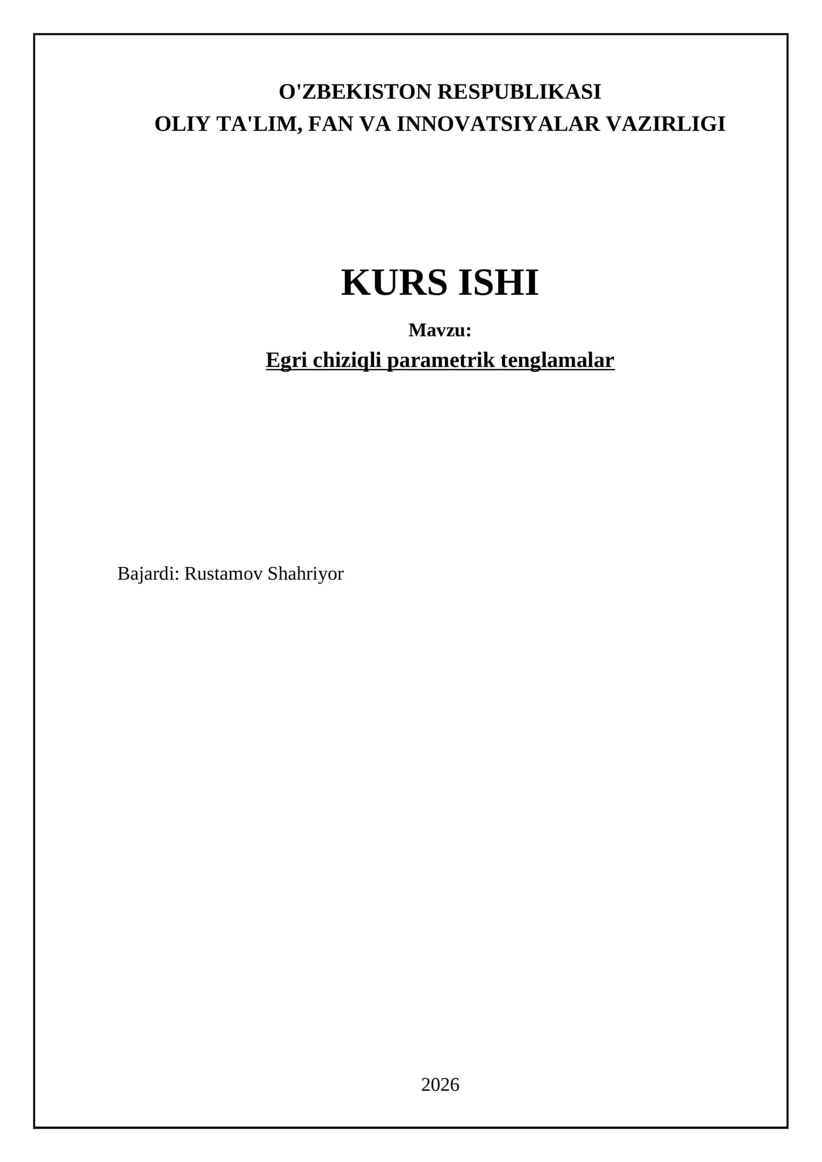 Egri chiziqli parametrik tenglamalar 1