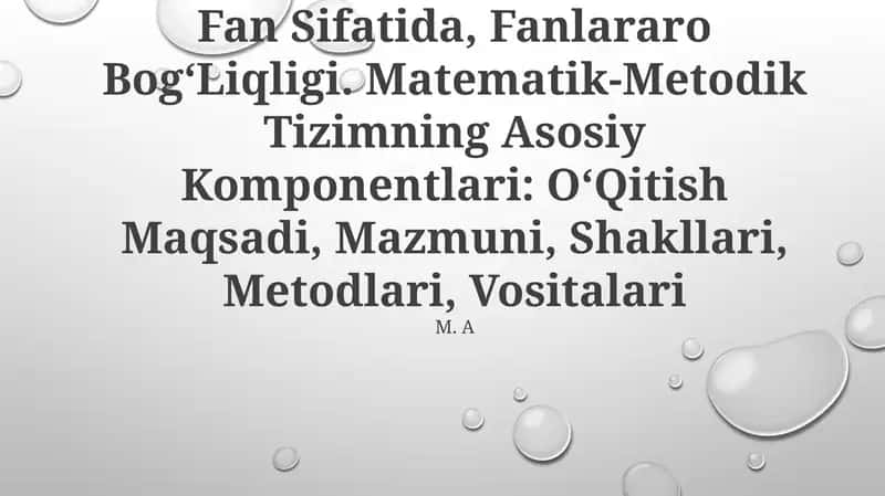 BoshlangʻIch Sinflarda Matematika OʻQitish Metodikasi 1