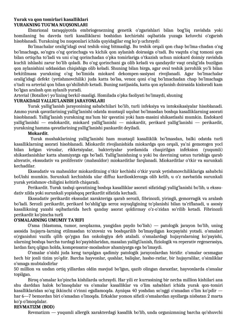 Yurak va qon tomirlari kasalliklari 1