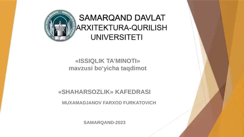 ISSIQLIK TA’MINOTI 1