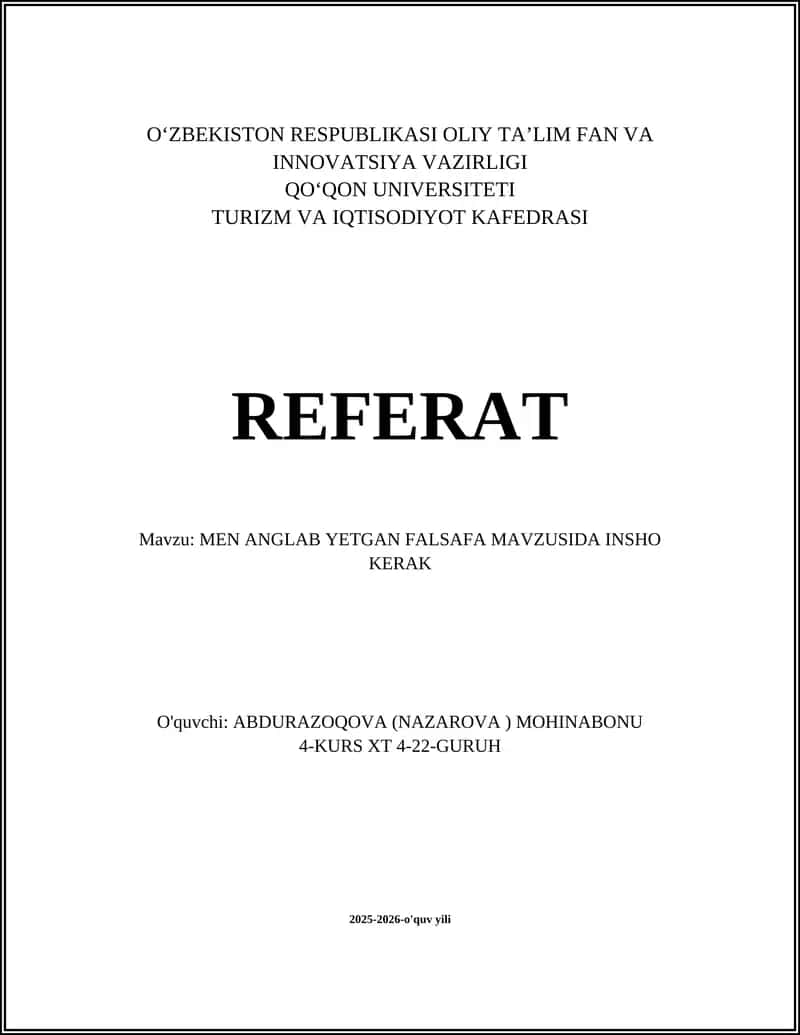 MEN ANGLAB YETGAN FALSAFA 1