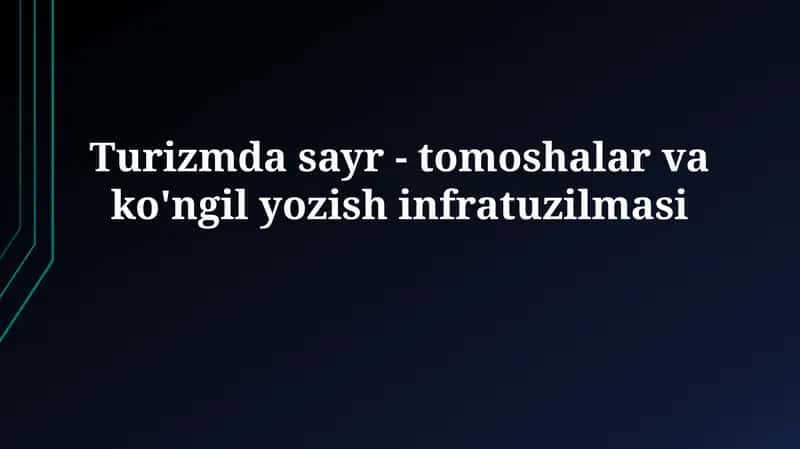 Turizm Infratuzilmasi 1