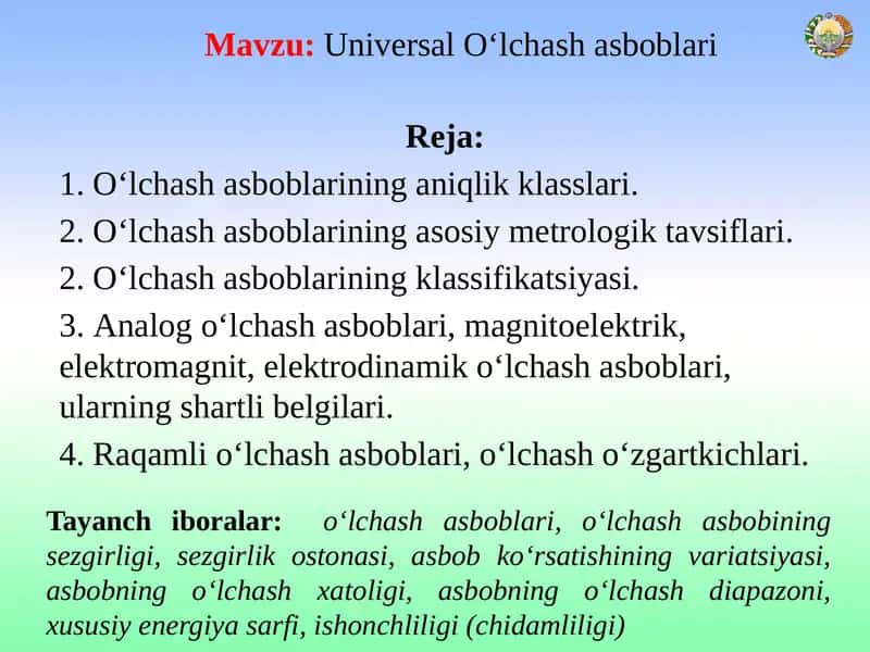 Universal O‘lchash asboblari 1