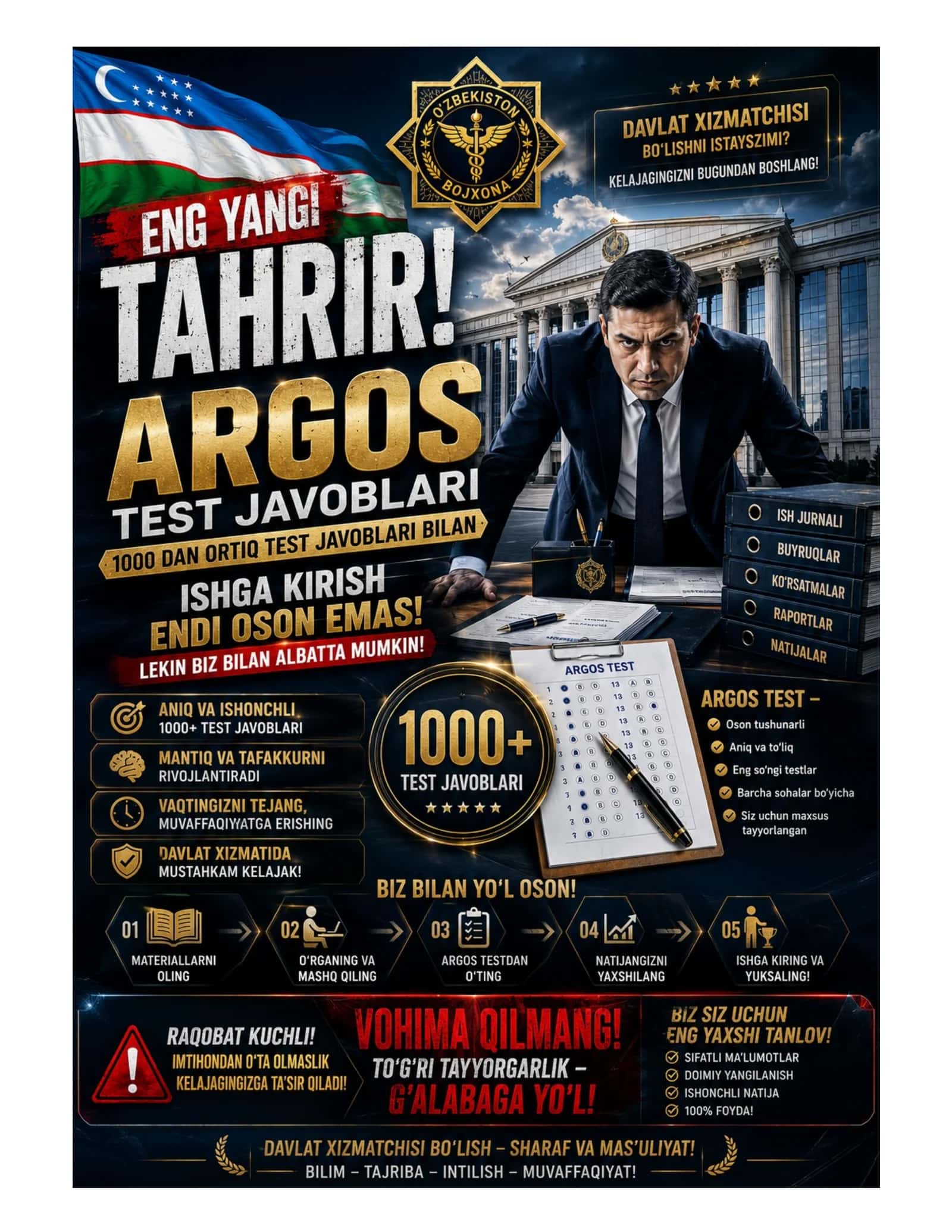 DAVLAT XIZMATCHISI ARGOS TEST yangi tahrir 1